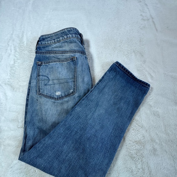 American Eagle Boy Crop Jeans Womens 6 Button Fly Distressed Grunge 32x26 - Picture 13 of 14